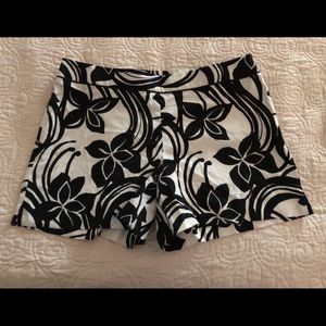 Black and White Floral Print Shorts